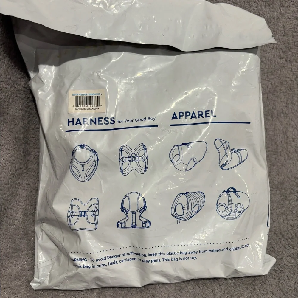 Gooby Escape Free Sport Harness - Blue, Large‎ - No Choke Step-in